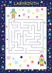 Fun Educational space theme maze puzzle game for children Illustration, suitable for games, typography, applications, education and other children fun related activities.