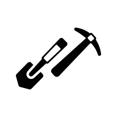 Agriculture tool, entrenching icon. Black vector graphics.