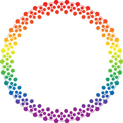 Elegant dotted floral frame in rainbow colors.