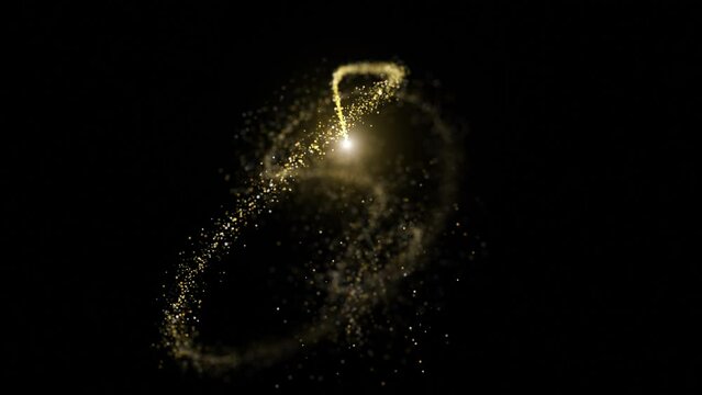 Isolated on black sparkles magic light streaks. Endless loop animation background.