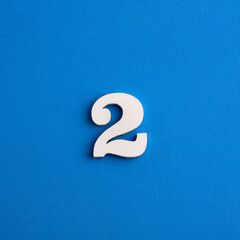White number two on blue foami - Square format