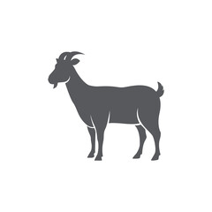 Goat side view silhouette. Farm goat animal logo design. Vector illustration