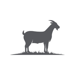Goat side view silhouette. Farm goat animal logo design. Vector illustration