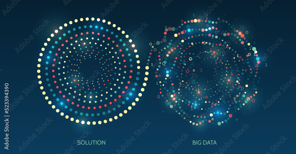 Leinwandbilder Structuring the flow of information. Data analytics concept. Futuristic file organized. Sorting a large amount of data on a dark background.