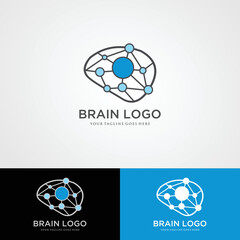 Brain technology logo template, Digital abstract logos for creative innovation. digital brain. brain hub logo design. brain connection logo vector icon.obile