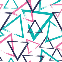 Seamless pastel geometric pattern of triangles by hand background. Modern  design for paper, cover, fabric, interior decor and other users. Vector illustration.