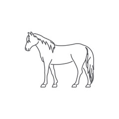 Horse linear silhouette logo design. Horse line art pictogram. linear Side view of horse. Vector illustration