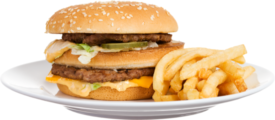Fast Food Hamburger And Fries