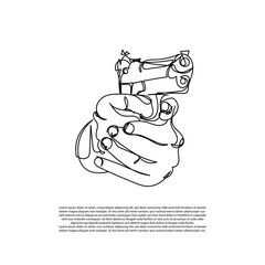 continuous line of firearms. hand pointing firearm. line art of hand holding a gun