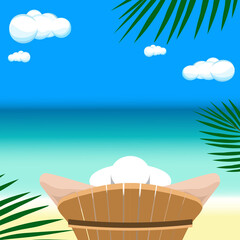 Woman on tropical beach. Illustration