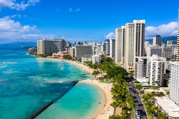 Fototapeten Waikiki Beach and Skyline Looking West © Kyo46