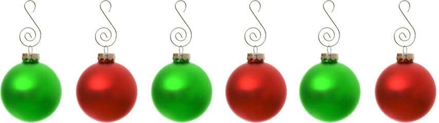 Row Of Red And Green Christmas Ornaments