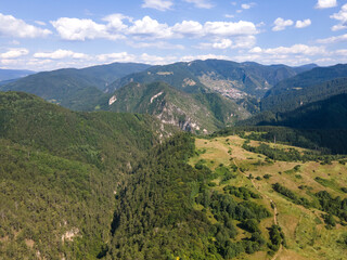 Naklejka na ściany i meble Aerial Summer view of Rhodope Mountains, Bulgaria
