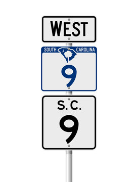 Vector illustration of the South Carolina State Highway road sign on metallic post