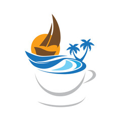 yacht coffee icon vector illustration