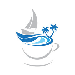 yacht coffee icon vector illustration