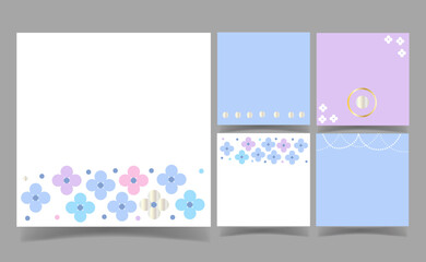 blue and pink flower on white color background.