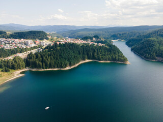 Aerial Summer view of Dospat Reservoir, Bulgaria