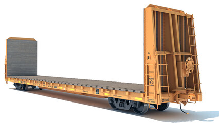 Bulkhead Flat Rail Car 3D rendering on white background © 3D Horse