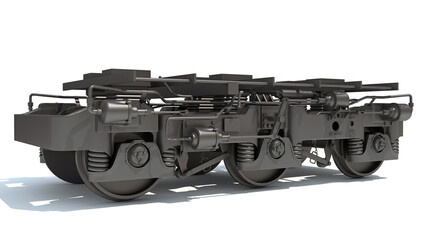Fototapeta na wymiar Train Locomotive Trucks Wheels 3D rendering on white background