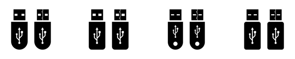 Set of USB drive disk icon vector. Memory symbol. Disk for storage data and files. Vector 10 EPS.