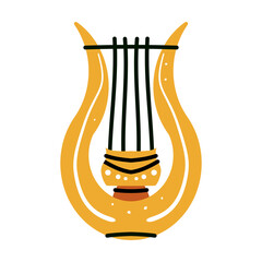 Greek lyre musical instrument isolated on white background. Vector. Harp school icon.