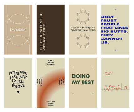 Design backgrounds for social media banner.Set of instagram stories frame templates.Vector cover. Mockup for personal blog or shop.Layout for promotion.Endless square puzzle.