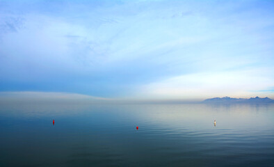 The view looking out over Utah's diminishing Great Salt Lake.