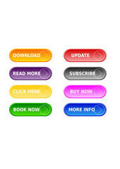 Set of vector modern trendy buttons. Trendy colors on white background - 523400383