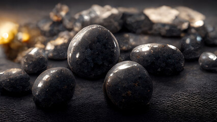  Luxurious hematite stones beauty, close up. - obrazy, fototapety, plakaty