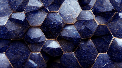 Luxurious Sapphire stone hexagonal pattern texture.