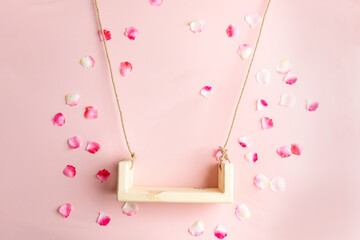 background texture empty space for baby. children's swing for a photo shoot of newborns. photo...
