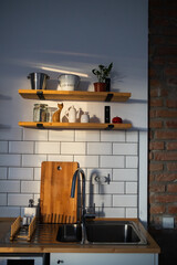 bright modern kitchen detail mock up for product presentation