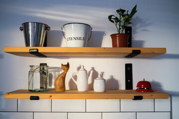 Naklejka na ściany i meble bright modern kitchen detail mock up for product presentation