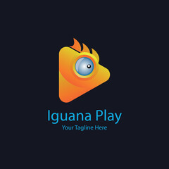 iguana chameleon play media logo template design for brand or company and other