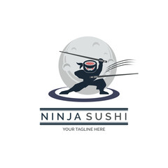 ninja sushi japanese food restaurant logo template design for brand or company and other © LordOttori