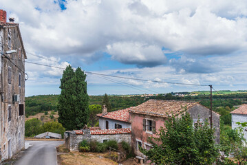 typical houses of a village in croatian landscape