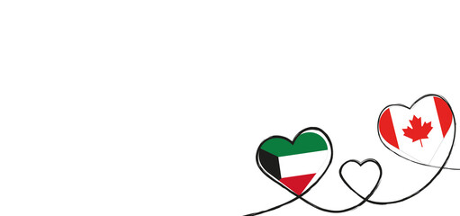 Drei verbundene Herzen mit der Flagge von Kanada und  der Vereinigten Arabischen Emirate