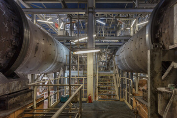 Rotary kiln in big chemical foundry.