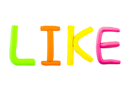 message like Funny plasticine alphabet letters on white background