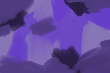 The background is purple with various shades of oil paint strokes