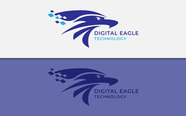 Creative Digital Blue Eagle Logo Design. Modern Vector Logo Illustration.