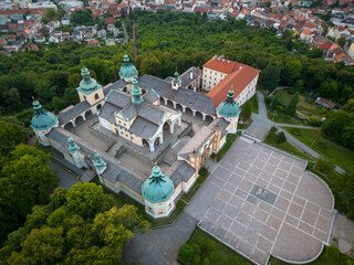 Historic church above the city in Europe