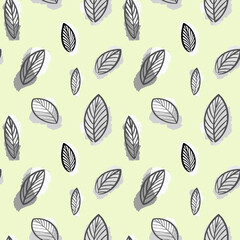 seamless Botanical leaf pattern on a yellow background.Beautiful Botanical illustration of orchids. Design for textiles, postcards, web