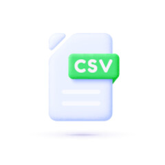 3d csv file for web design on white background. Vector 3d illustration