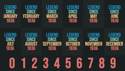 Legend since 1936 all month includes. Born in 1936 birthday design bundle for January to December