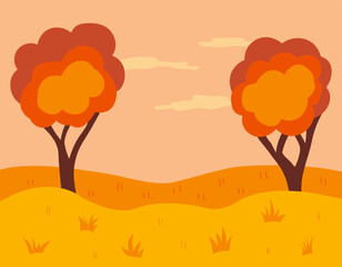 Fototapeta na wymiar Autumn landscape, horizontal vector illustration