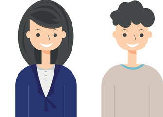 Flat characters man and woman, online operator icons, flat character icons