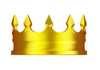 Kings golden crown. Monarch crown in yellow metal. Concept of power and monarchy. Golden detailed Crown isolated on white. Symbol of monarchical system of government. 3d rendering.