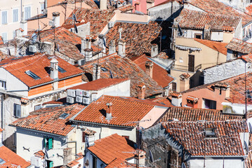 view over the roofs of the old town rovinj, croatia